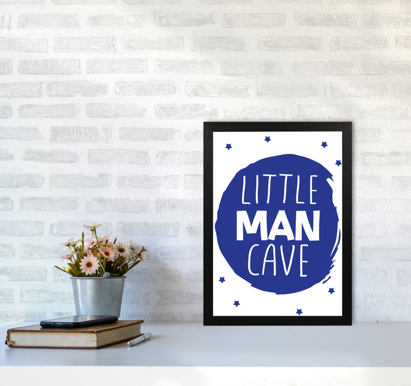 Little Man Cave Navy Circle Framed Nursey Wall Art Print A3 White Frame