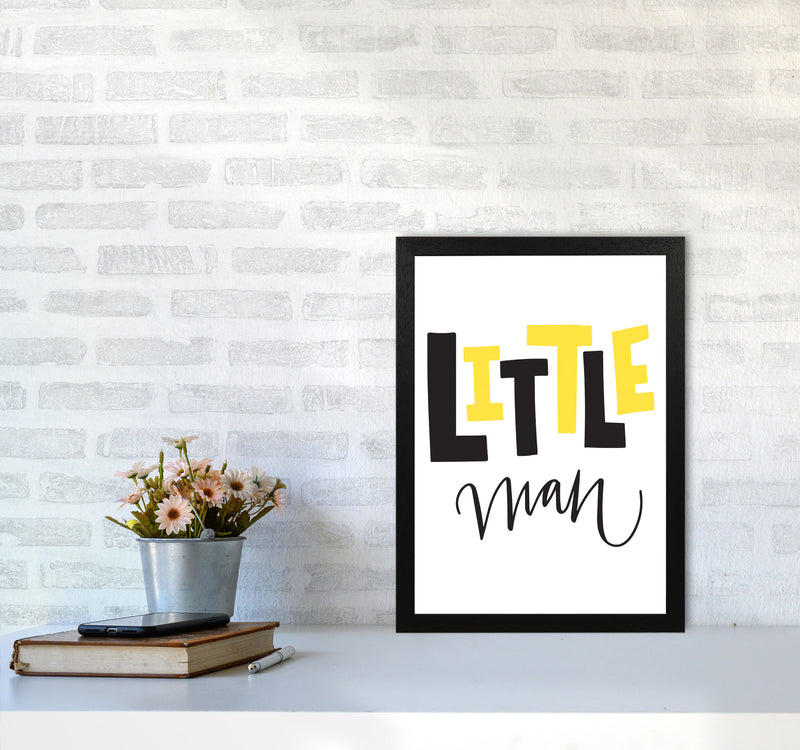 Little Man Yellow And Black Framed Nursey Wall Art Print A3 White Frame