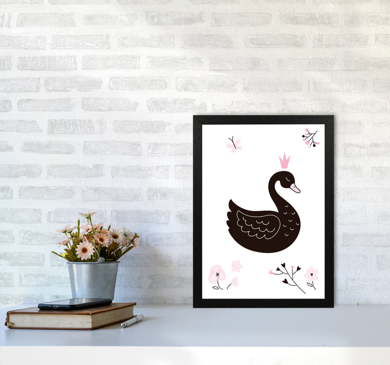 Black Swan Modern Print Animal Art Print A3 White Frame