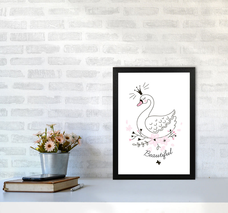 Beautiful Swan Modern Print Animal Art Print A3 White Frame