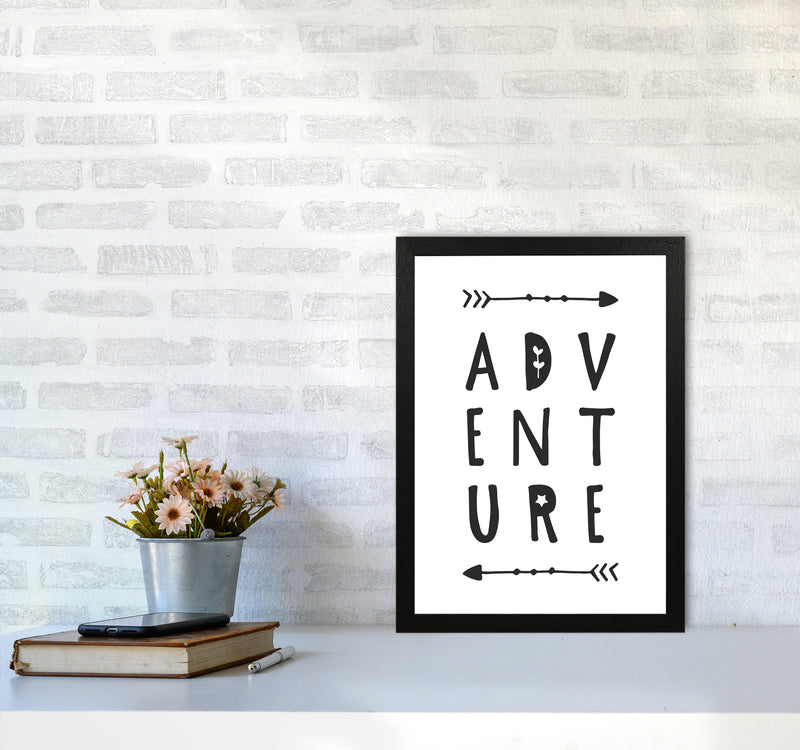 Adventure Black Framed Typography Wall Art Print A3 White Frame