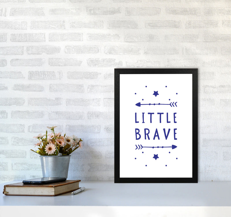 Little Brave Navy Framed Typography Wall Art Print A3 White Frame