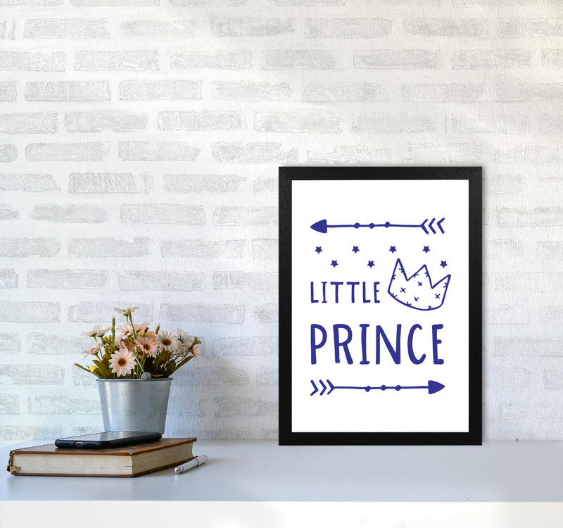Little Prince Navy Framed Nursey Wall Art Print A3 White Frame