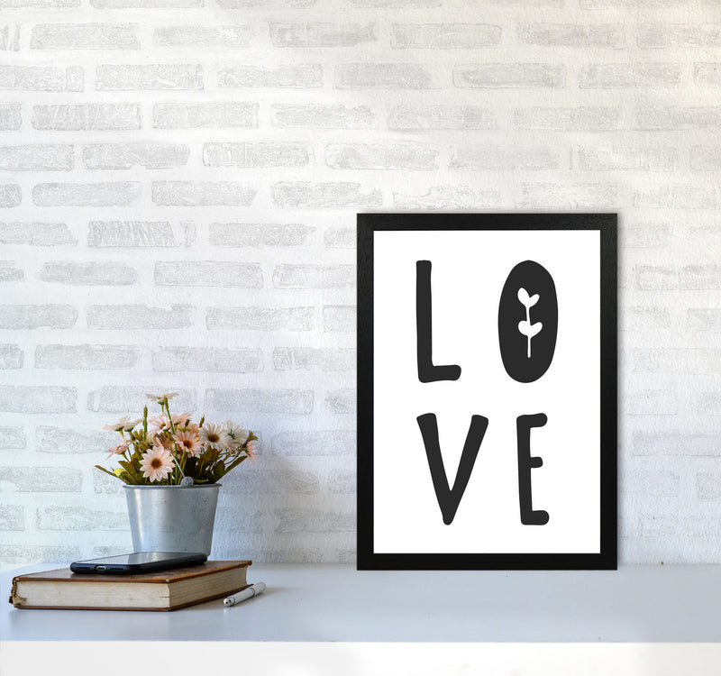 Love Black Framed Typography Wall Art Print A3 White Frame