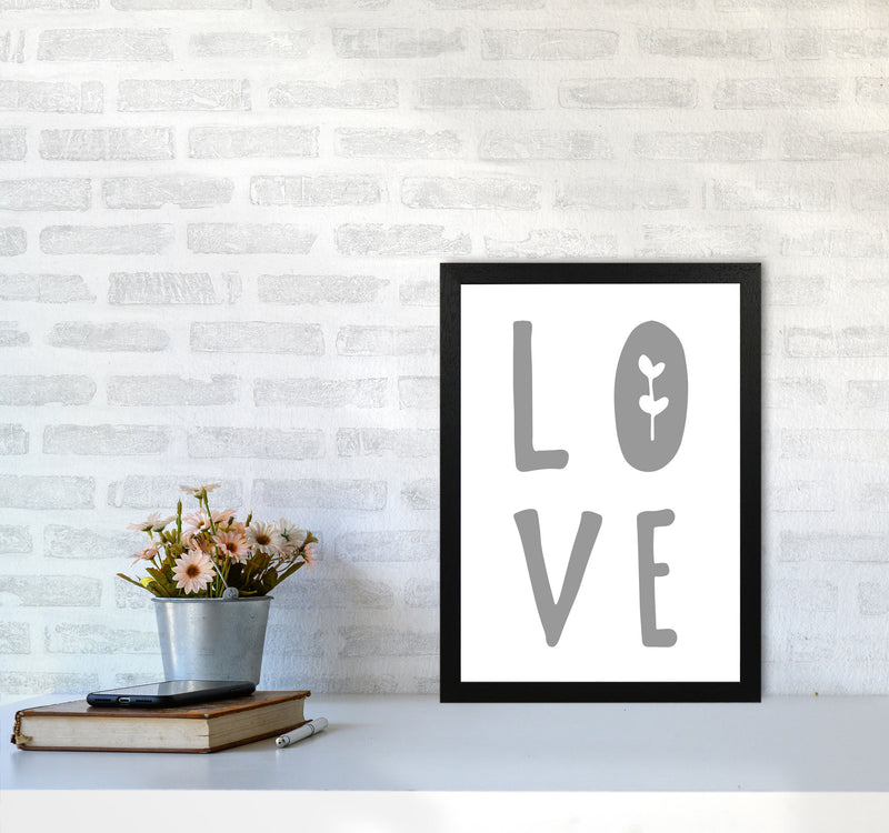 Love Grey Framed Typography Wall Art Print A3 White Frame