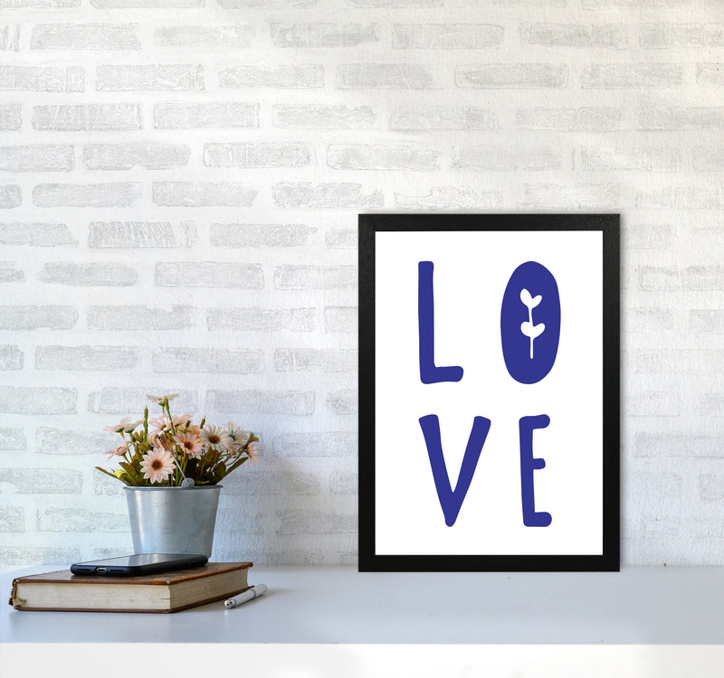 Love Navy Framed Typography Wall Art Print A3 White Frame