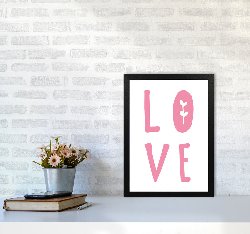 Love Pink Framed Typography Wall Art Print A3 White Frame