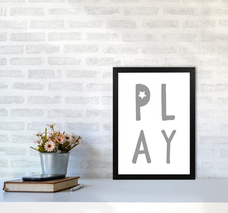 Play Grey Framed Typography Wall Art Print A3 White Frame