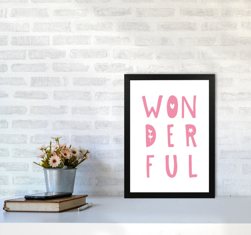 Wonderful Pink Framed Nursey Wall Art Print A3 White Frame