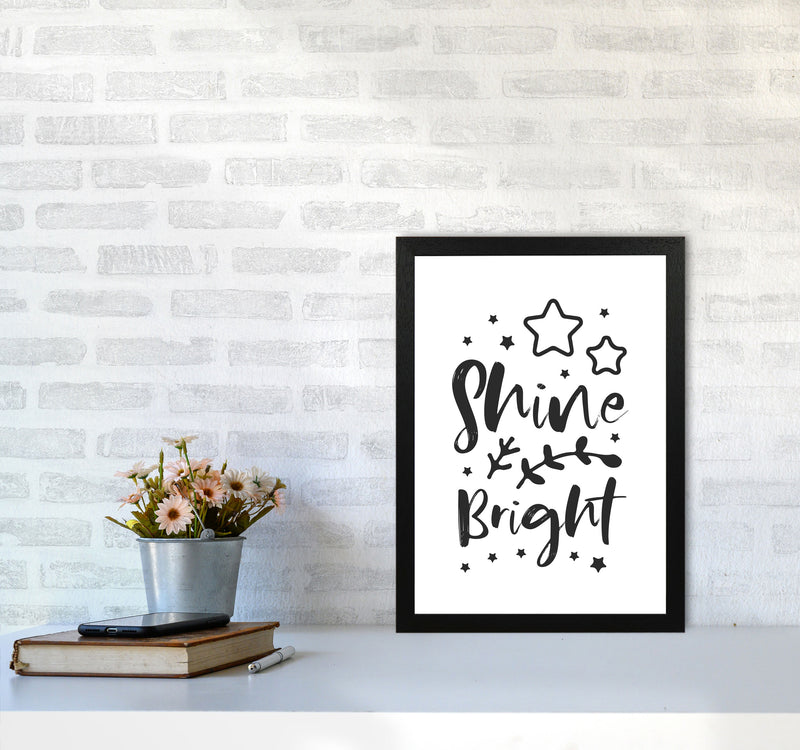 Shine Bright Black Framed Nursey Wall Art Print A3 White Frame