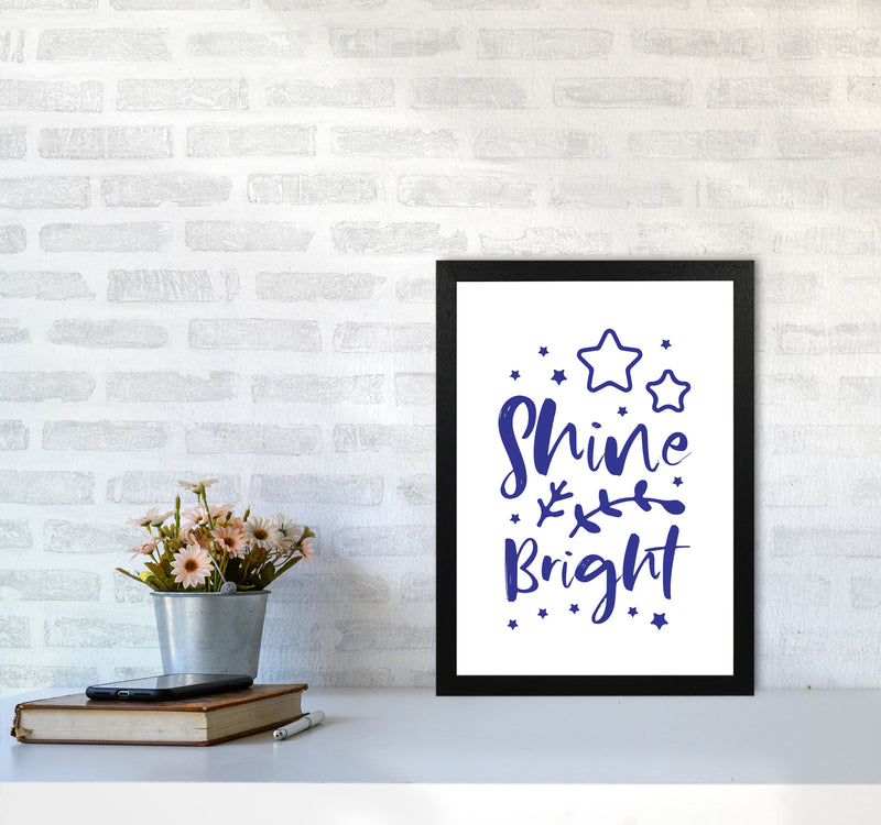 Shine Bright Navy Framed Nursey Wall Art Print A3 White Frame