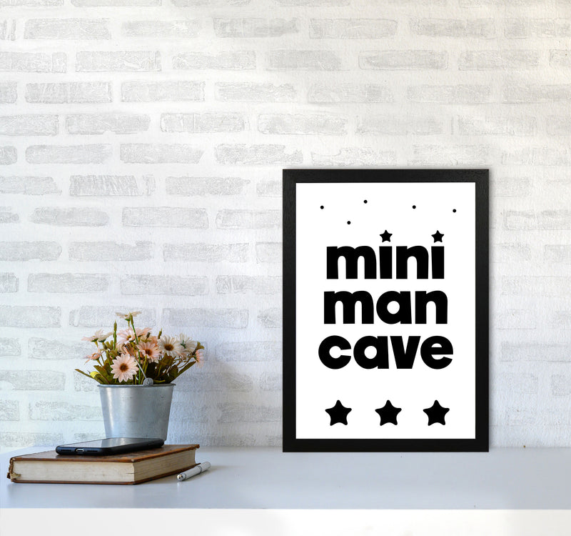 Mini Man Cave Black Framed Nursey Wall Art Print A3 White Frame