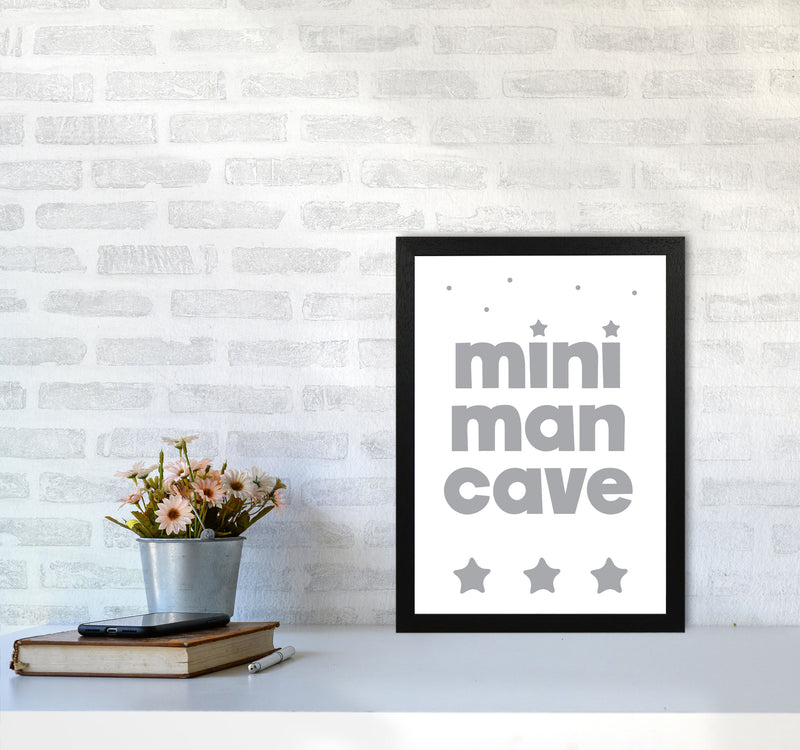 Mini Man Cave Grey Framed Nursey Wall Art Print A3 White Frame