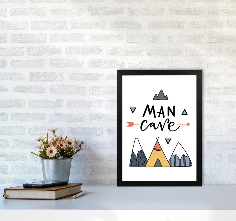Man Cave Mountains Framed Typography Wall Art Print A3 White Frame