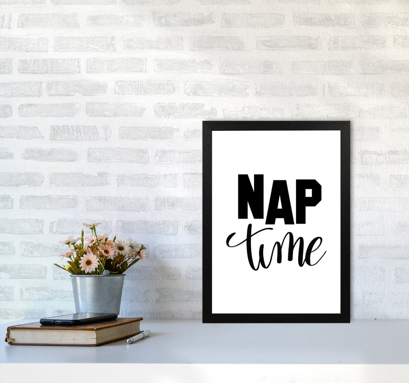 Nap Time Black Framed Typography Wall Art Print A3 White Frame