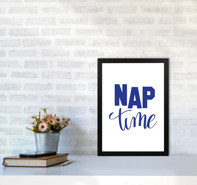 Nap Time Navy Framed Typography Wall Art Print A3 White Frame