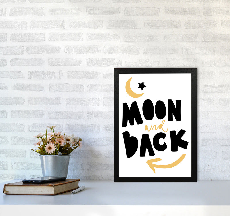 Moon And Back Mustard And Black Framed Typography Wall Art Print A3 White Frame