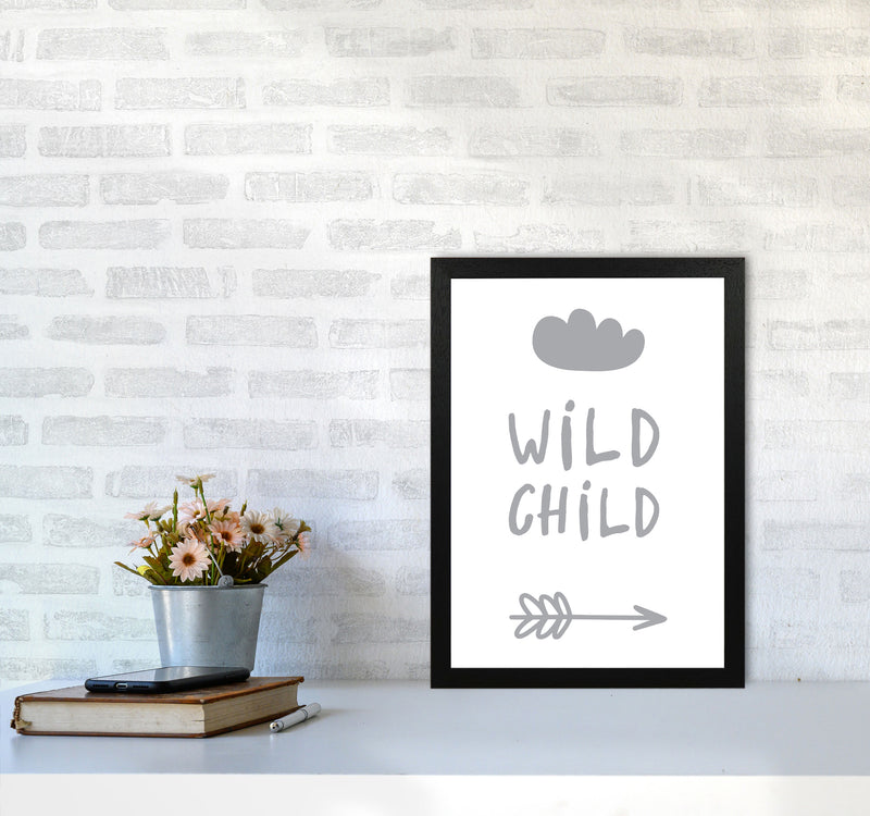 Wild Child Grey Framed Nursey Wall Art Print A3 White Frame