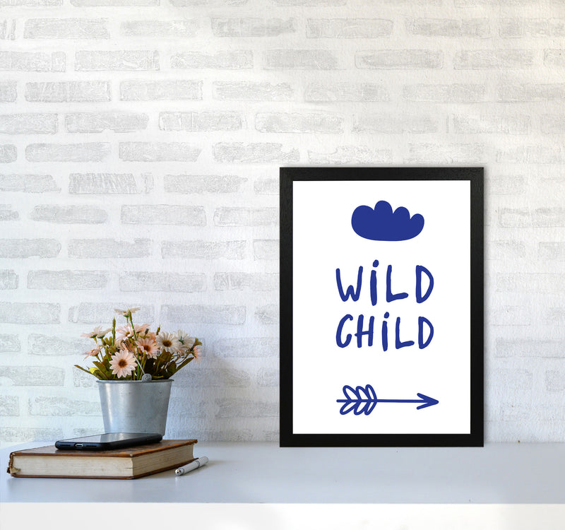 Wild Child Navy Framed Nursey Wall Art Print A3 White Frame