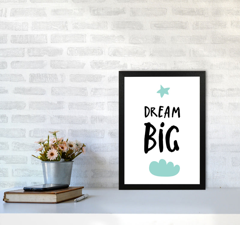 Dream Big Mint Cloud Framed Typography Wall Art Print A3 White Frame