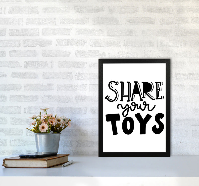 Share Your Toys Framed Nursey Wall Art Print A3 White Frame