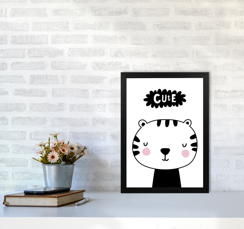 Cute Scandi Tiger Modern Print Animal Art Print A3 White Frame