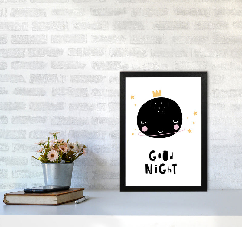 Good Night Planet Framed Nursey Wall Art Print A3 White Frame