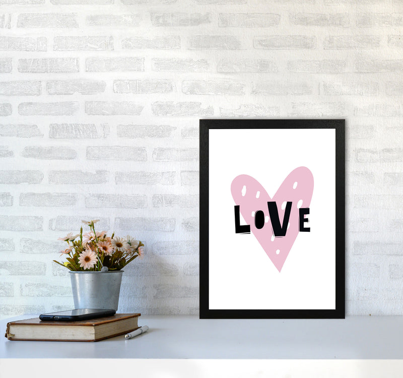 Love Heart Scandi Framed Typography Wall Art Print A3 White Frame