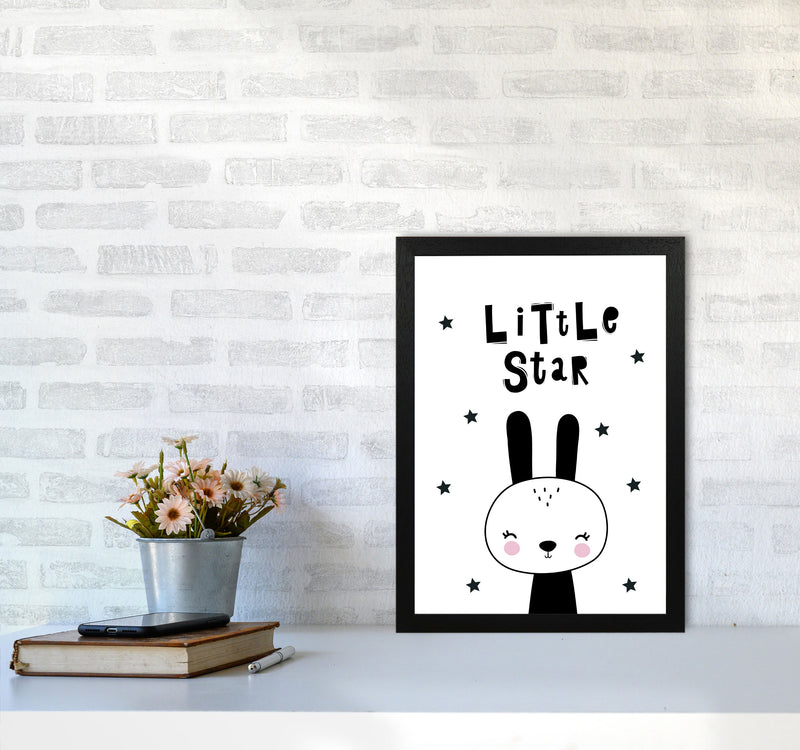 Little Star Bunny Framed Nursey Wall Art Print A3 White Frame