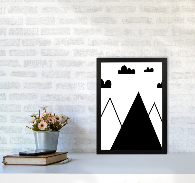 Scandi Mountains Modern Print A3 White Frame