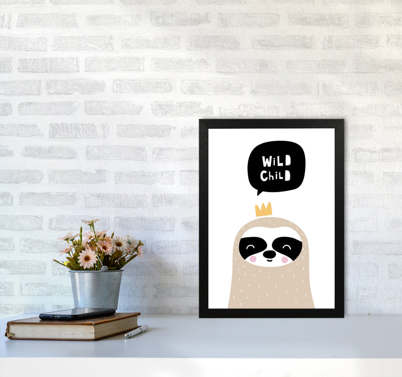 Wild Child Sloth Framed Nursey Wall Art Print A3 White Frame