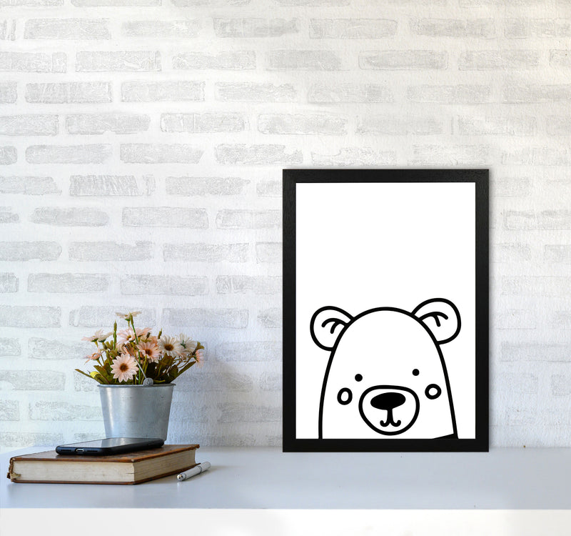 Black And White Bear Modern Print Animal Art Print A3 White Frame