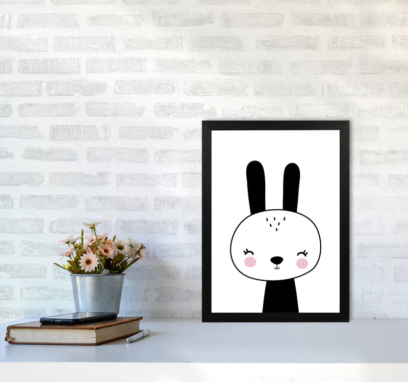 Black And White Scandi Bunny Modern Print Animal Art Print A3 White Frame