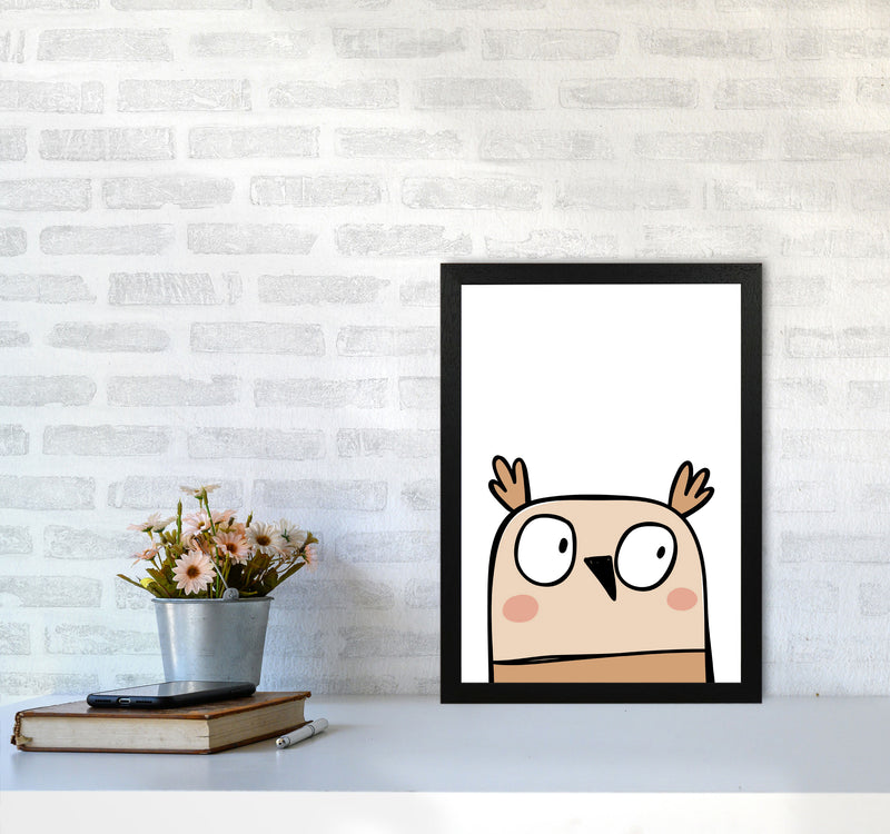Scandi Owl Framed Nursey Wall Art Print A3 White Frame