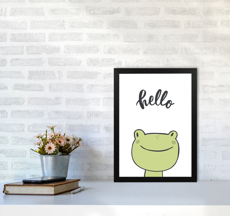 Hello Frog Modern Print Animal Art Print A3 White Frame