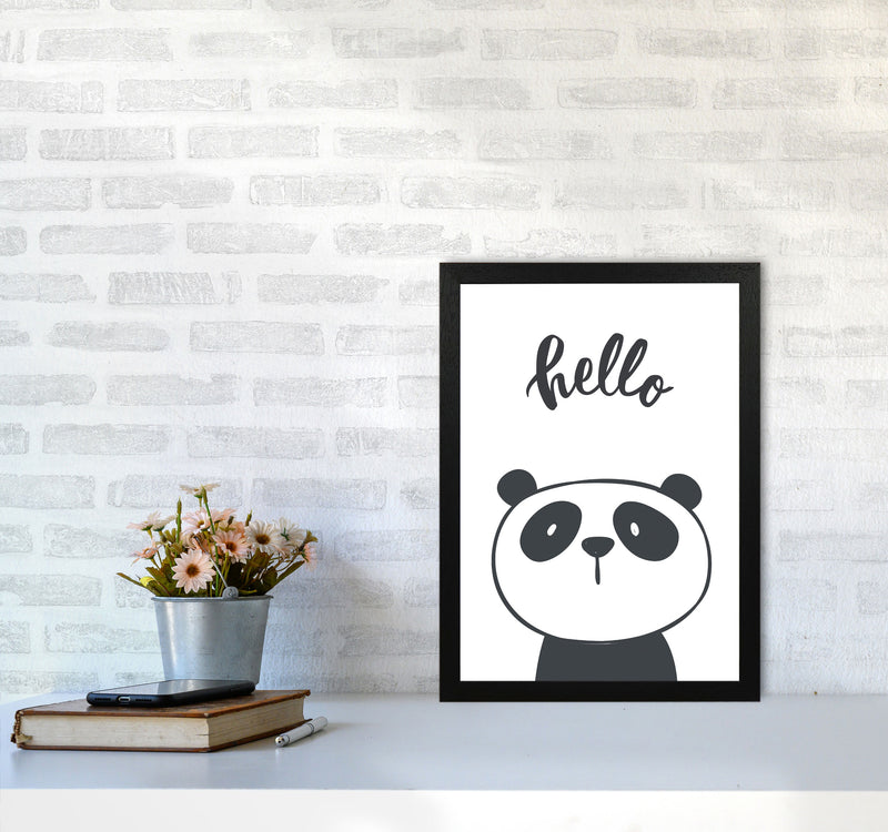 Hello Panda Modern Print Animal Art Print A3 White Frame