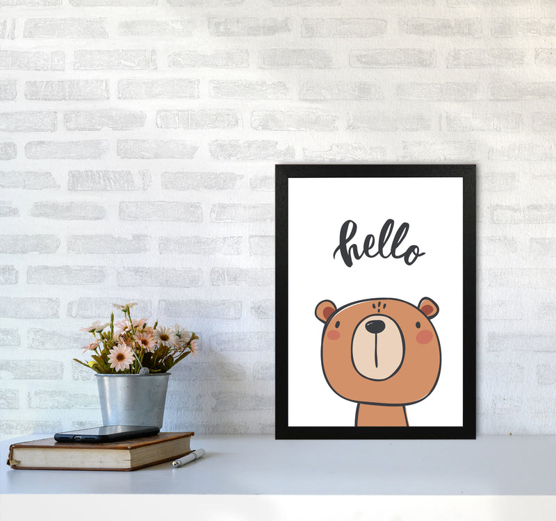 Hello Bear Modern Print Animal Art Print A3 White Frame