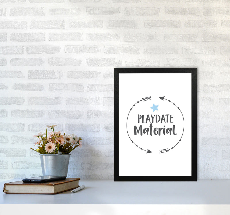 Playdate Material Framed Typography Wall Art Print A3 White Frame