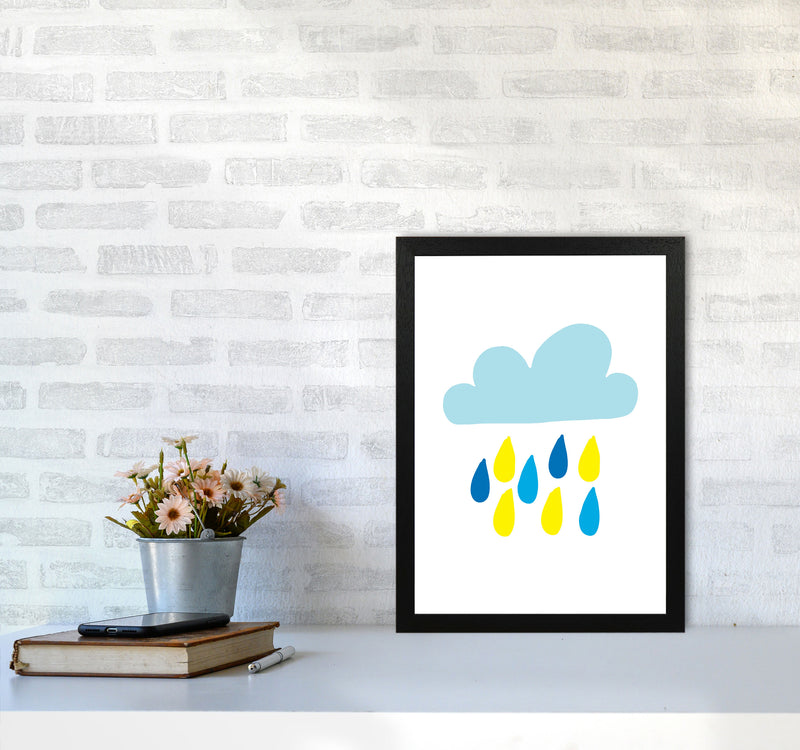 Blue Rain Cloud Modern Print A3 White Frame