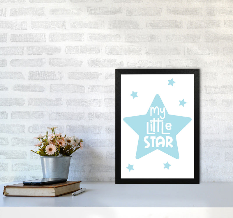 My Little Star Blue Framed Nursey Wall Art Print A3 White Frame