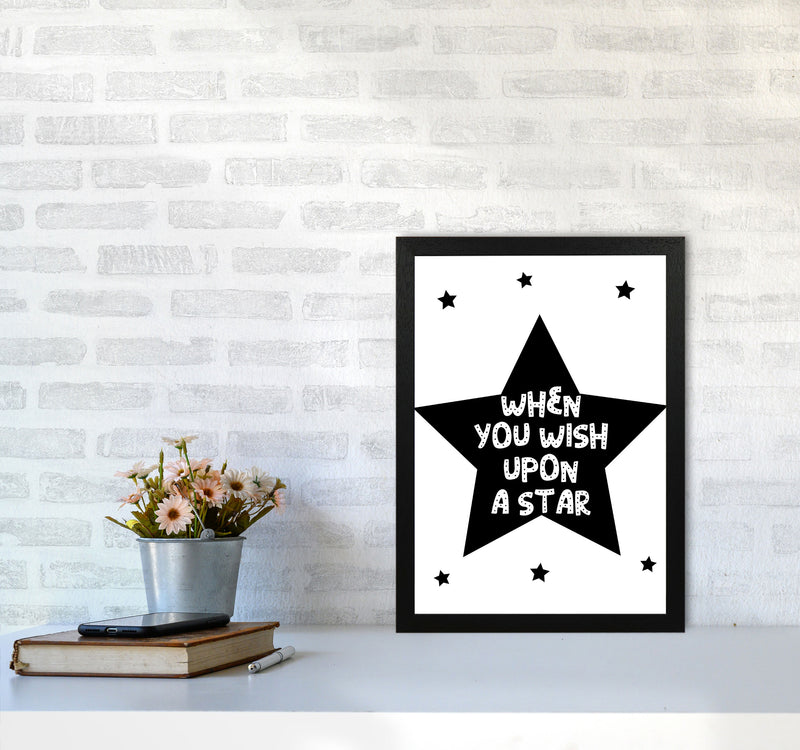 Wish Upon A Star Black Framed Nursey Wall Art Print A3 White Frame