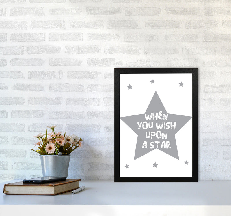 Wish Upon A Star Grey Framed Nursey Wall Art Print A3 White Frame