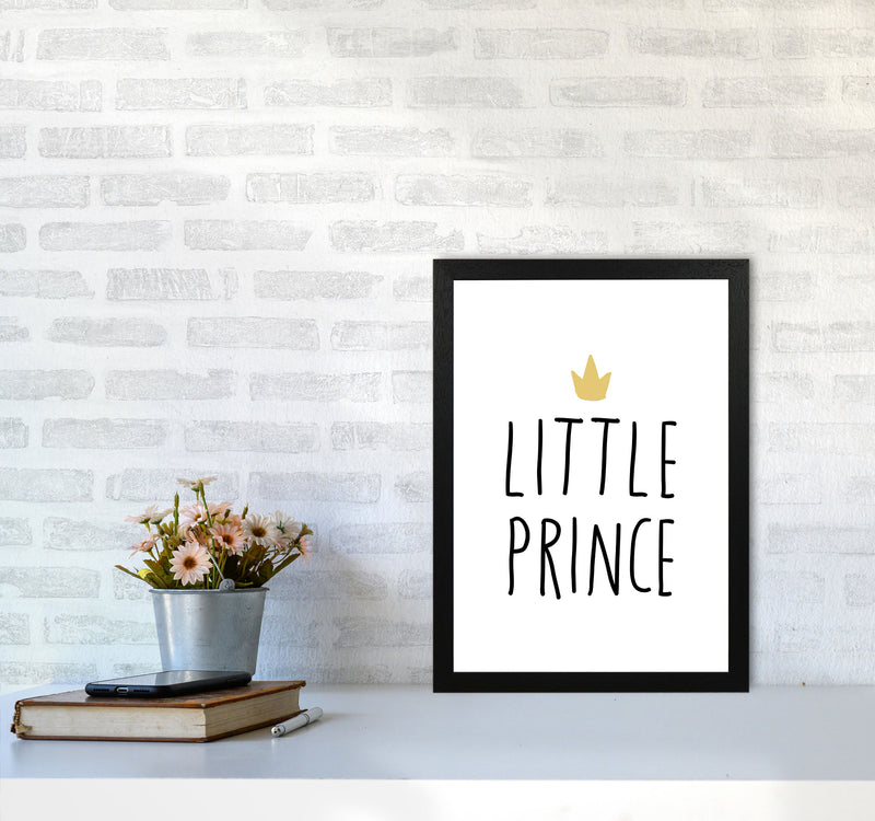 Little Prince Black And Gold Framed Nursey Wall Art Print A3 White Frame