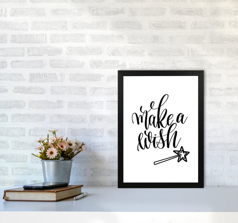Make A Wish Black Framed Typography Wall Art Print A3 White Frame