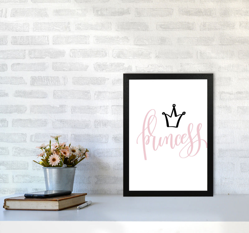 Princess Pink And Black Framed Nursey Wall Art Print A3 White Frame