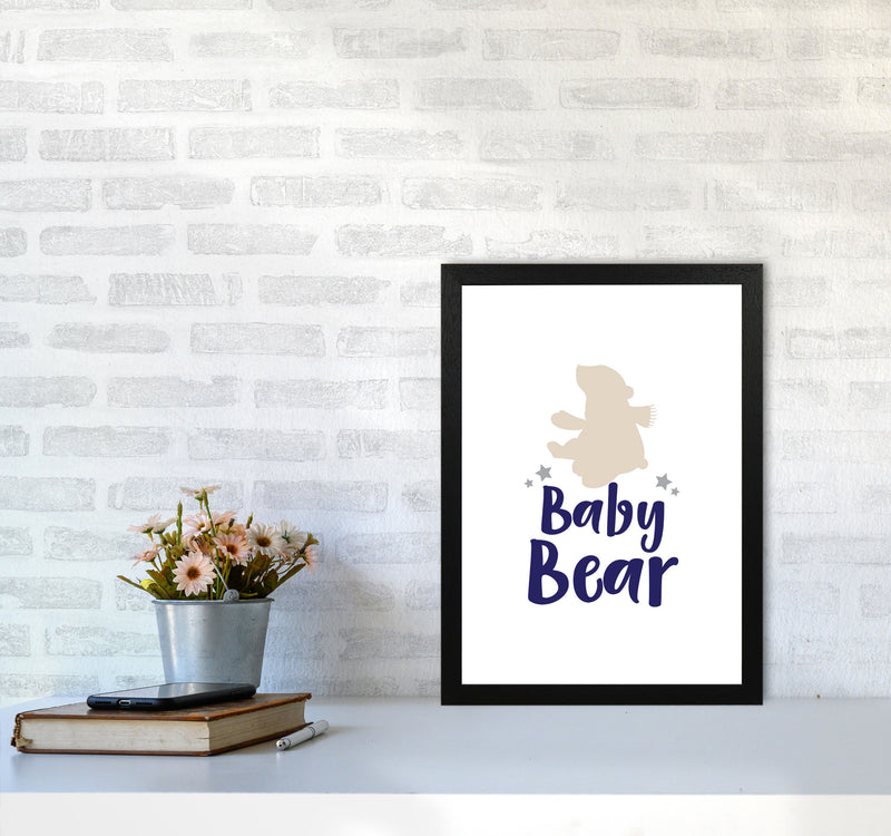 Baby Bear Framed Nursey Wall Art Print A3 White Frame