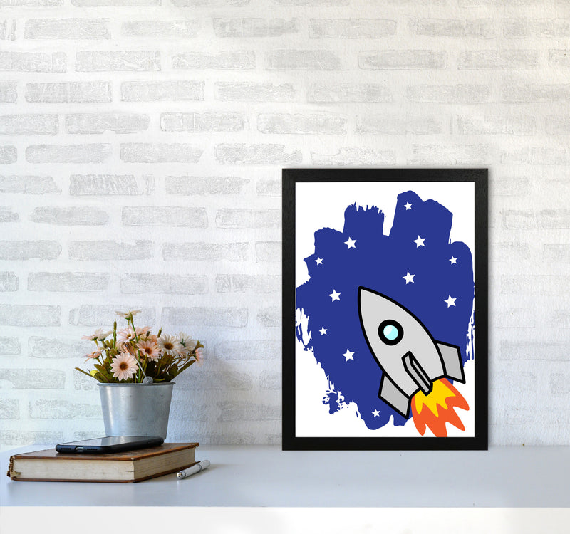 Space Rocket Framed Nursey Wall Art Print A3 White Frame