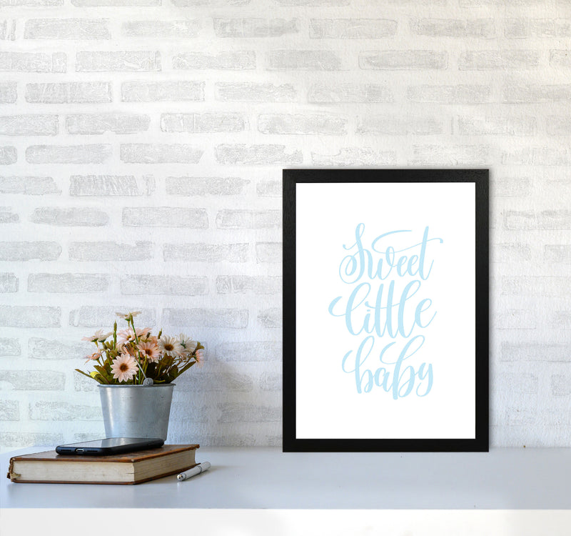 Sweet Little Baby Blue Framed Nursey Wall Art Print A3 White Frame