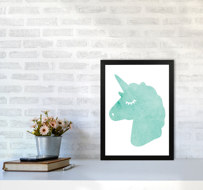 Mint Unicorn Head Modern Print Animal Art Print A3 White Frame