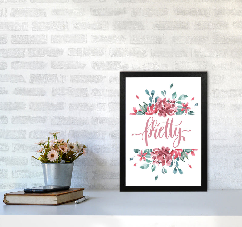 Pretty Pink Floral Framed Typography Wall Art Print A3 White Frame